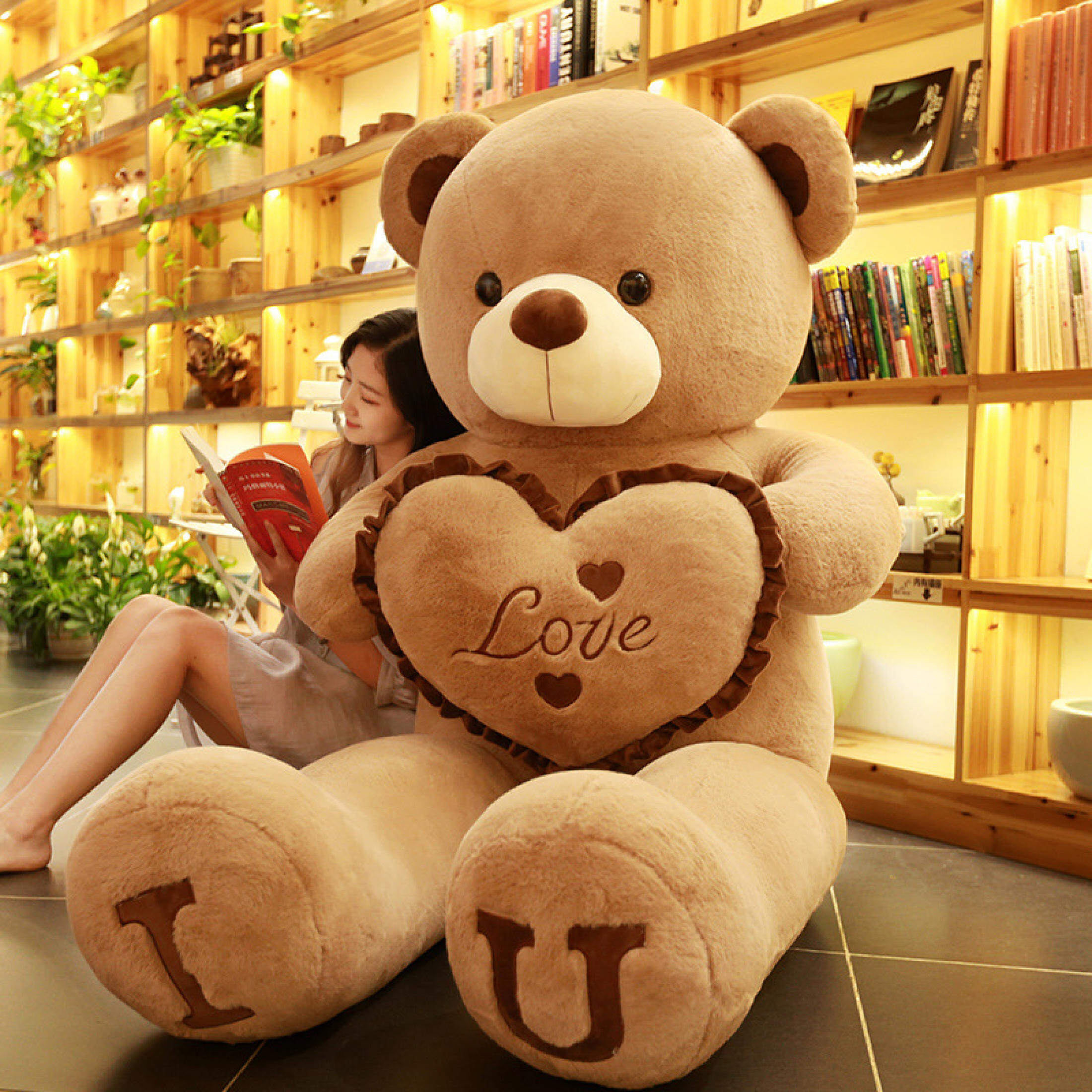 100cm Big I LOVE YOU Bear Plush Toy Lovely Huge Stuffed Soft Bear