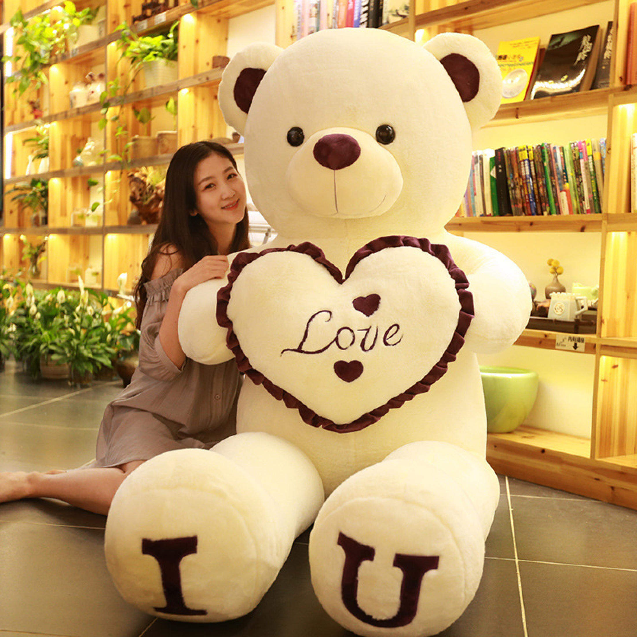 100cm Big I LOVE YOU Bear Plush Toy Lovely Huge Stuffed Soft Bear