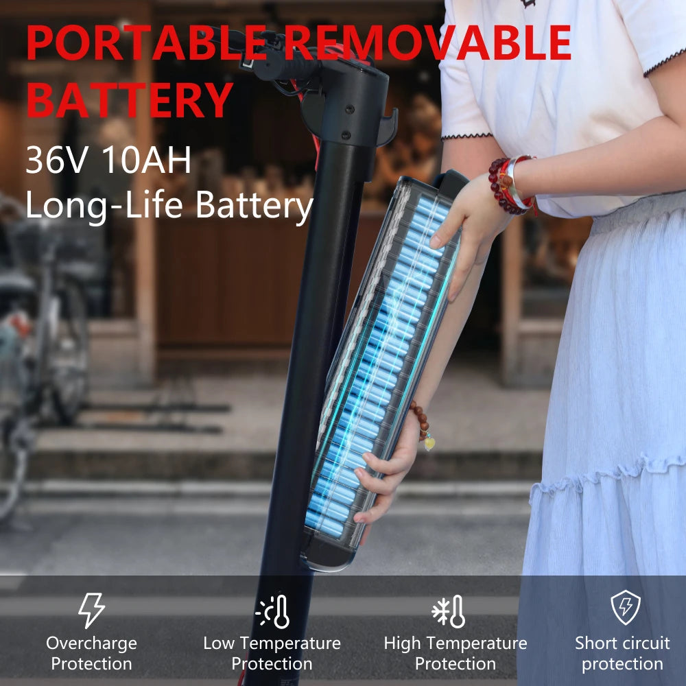 HX X8 Powerful Electric Scooter 350W 10AH 36V Removable battery EScooter Foldable 10.0 inch Wheel