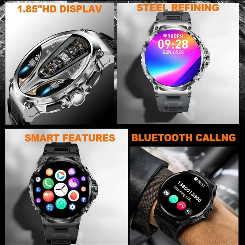 2026 New Men GPS Track Smart Watch 1.85 Inch Ultra HD AMOLED Screen 710 Mah Battery Bluetooth Call Smartwatch For Android IOS