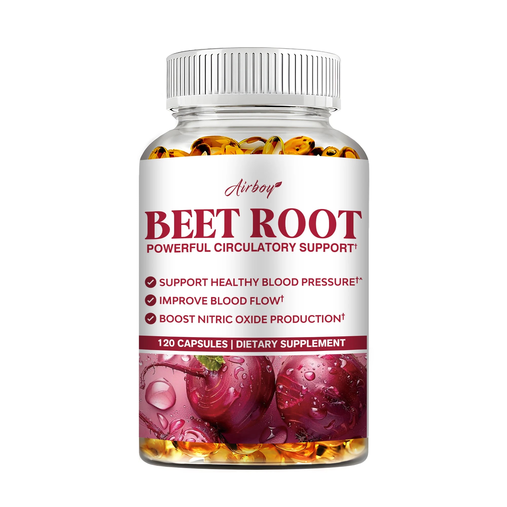 Beetroot - Maintain Healthy Blood Pressure, Improve Blood Circulation, Support Heart and Cardiovascular Health - 120 Capsules
