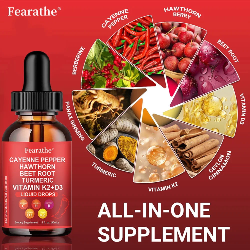 Cayenne Pepper Hawthorn Beet Root Drops its Organic Cayennee Pepper Supplement 60ml Plant-Based Liquid
