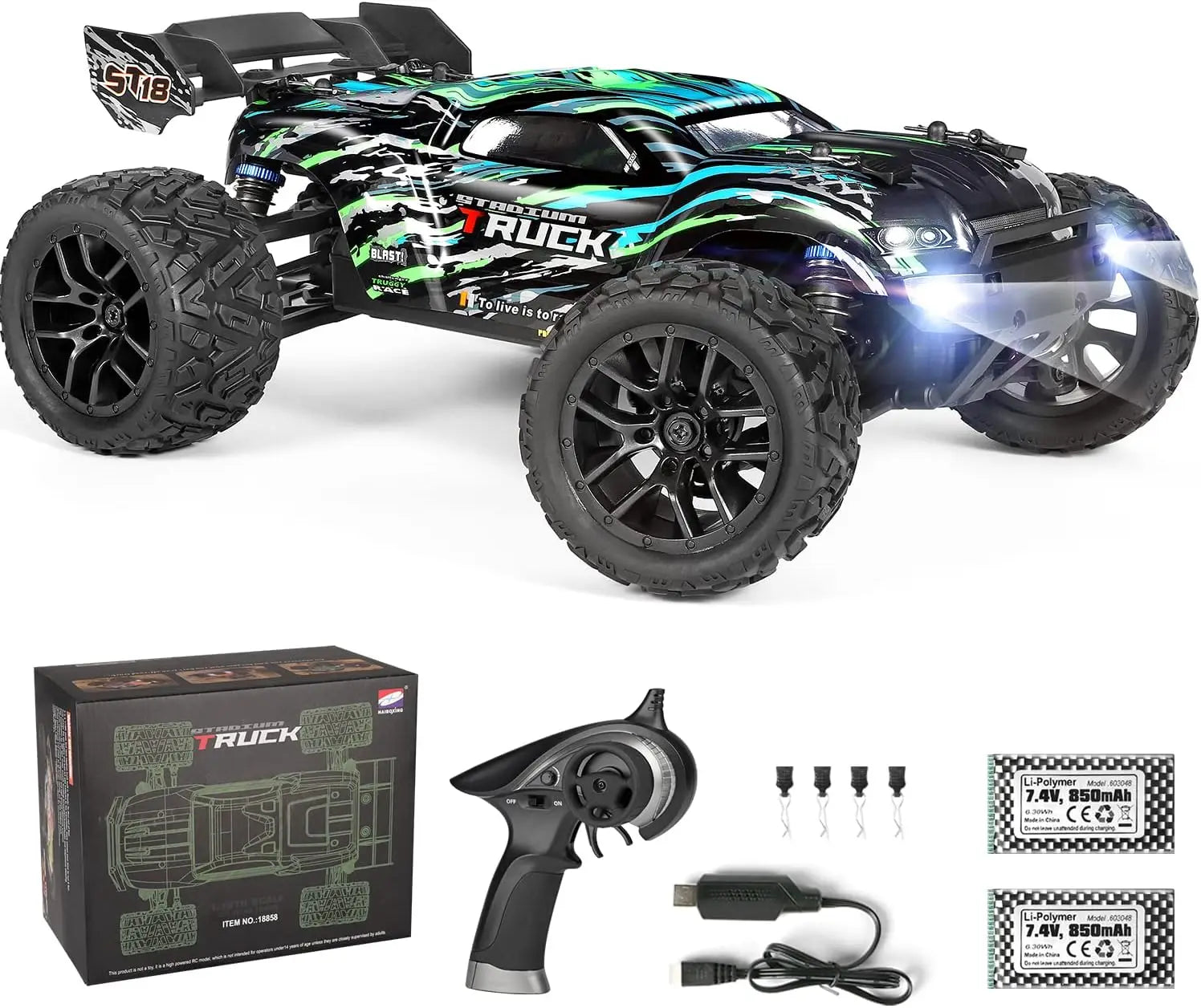 36+KM/H High Speed 4WD 1:18 Scale Waterproof Remote Control Off Road