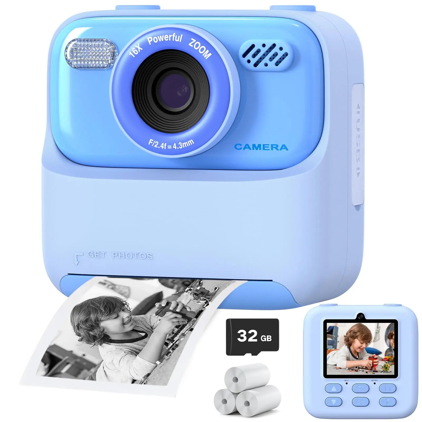 Kids Camera Instant 1080P HD Dual Lens Selfie Digital Camera for Girls Boys