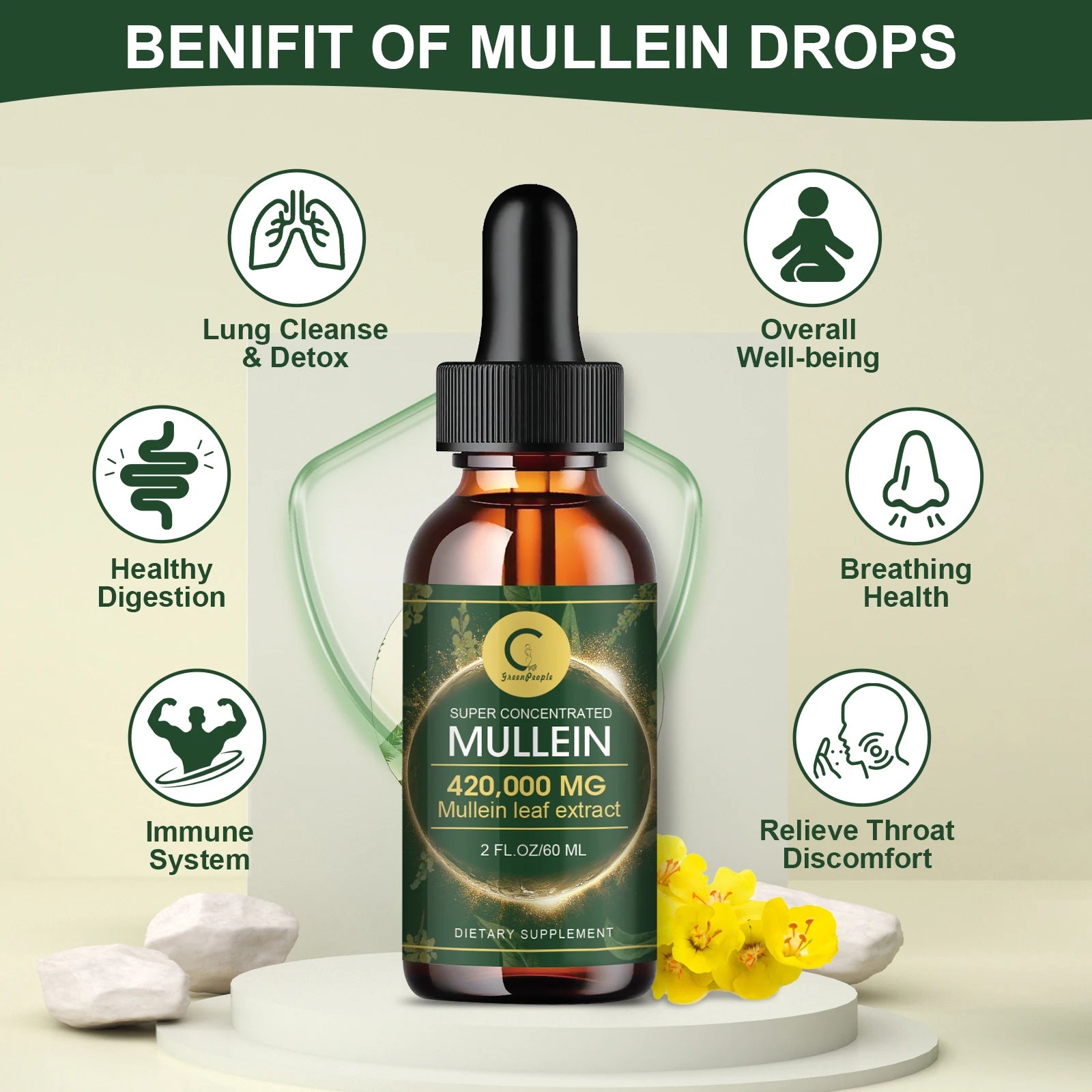 Mullein Leaf Extract Drops Lung Cleanse Powerful Mullein for Immune Support Detox & Respiratory Support