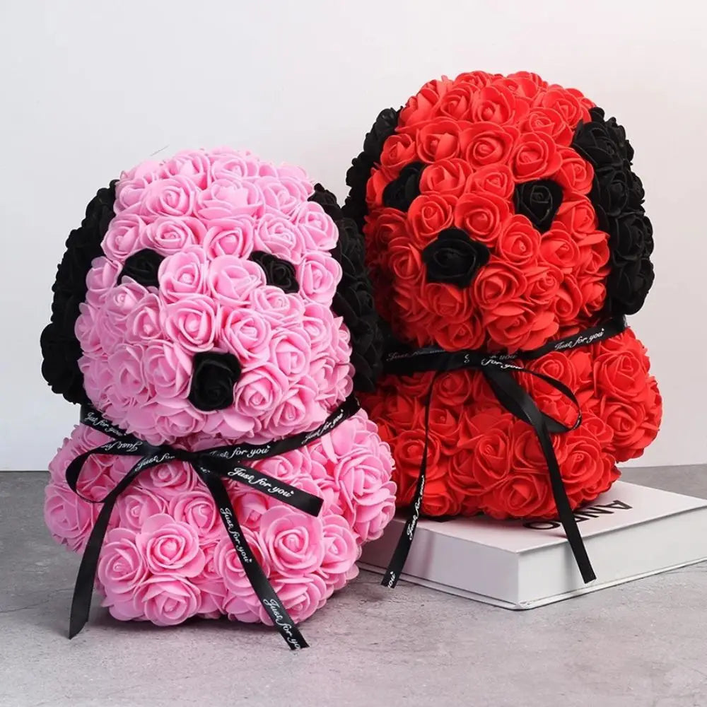 25cm Teddy Rose dog Artificial Flower Rose of dog Christmas Decoration for Home Valentines