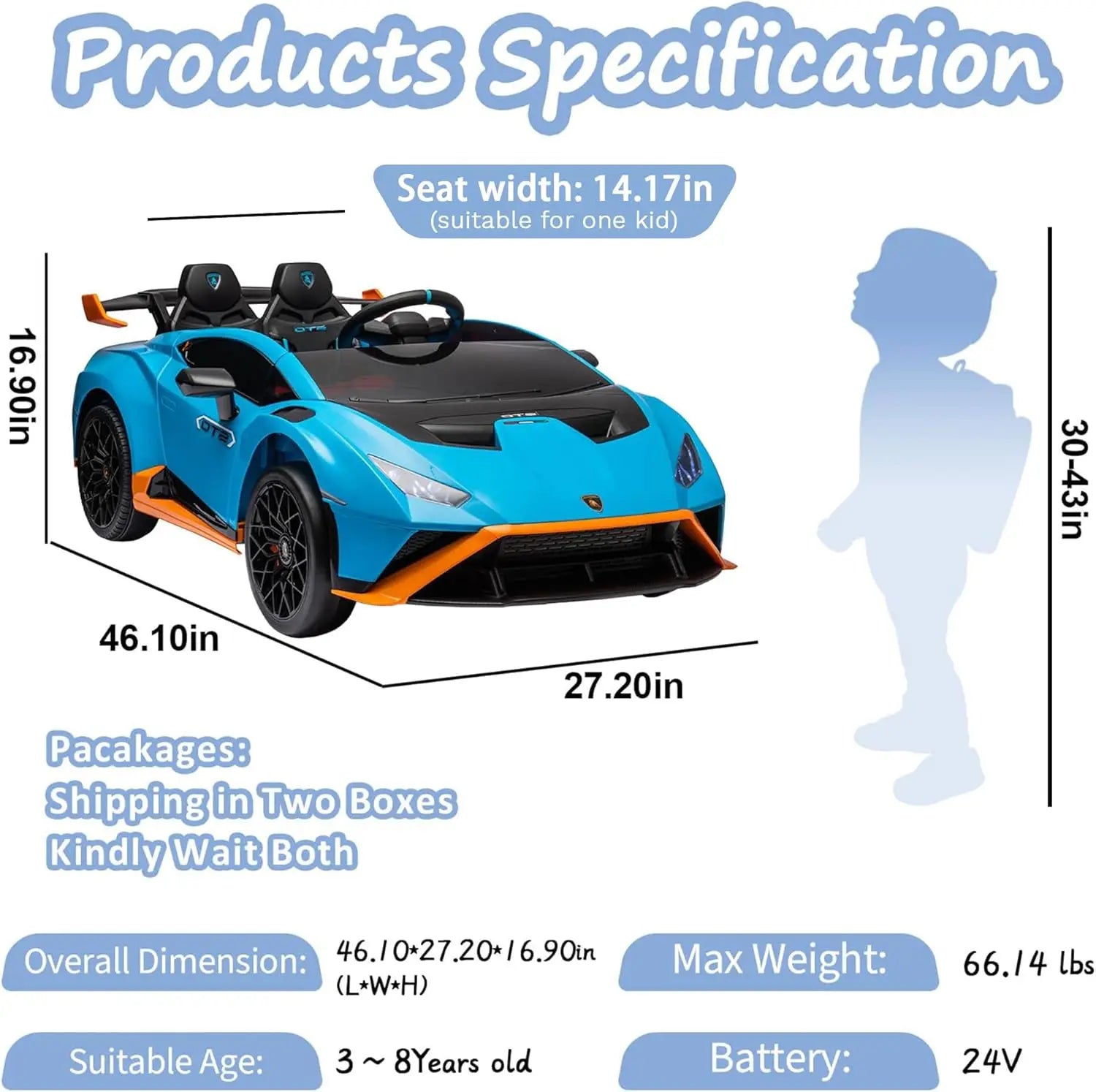 24V Kids Ride on Car Lamborghini Electric Car with 4 Wheels Sports Car