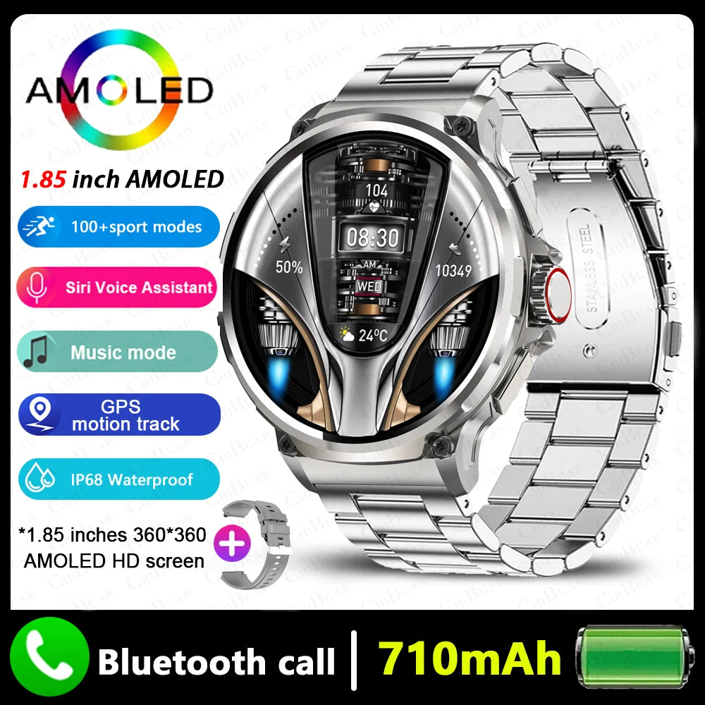 2026 New Men GPS Track Smart Watch 1.85 Inch Ultra HD AMOLED Screen 710 Mah Battery Bluetooth Call Smartwatch For Android IOS