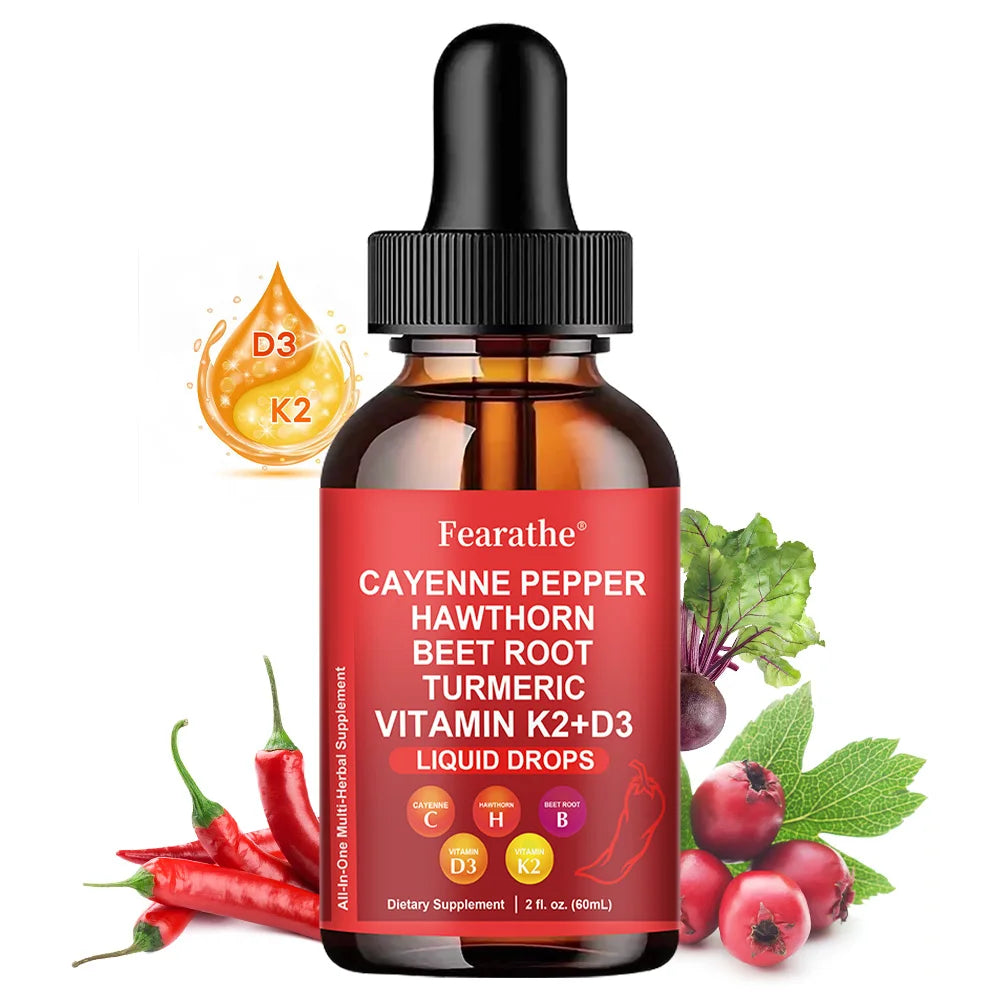 Cayenne Pepper Hawthorn Beet Root Drops its Organic Cayennee Pepper Supplement 60ml Plant-Based Liquid