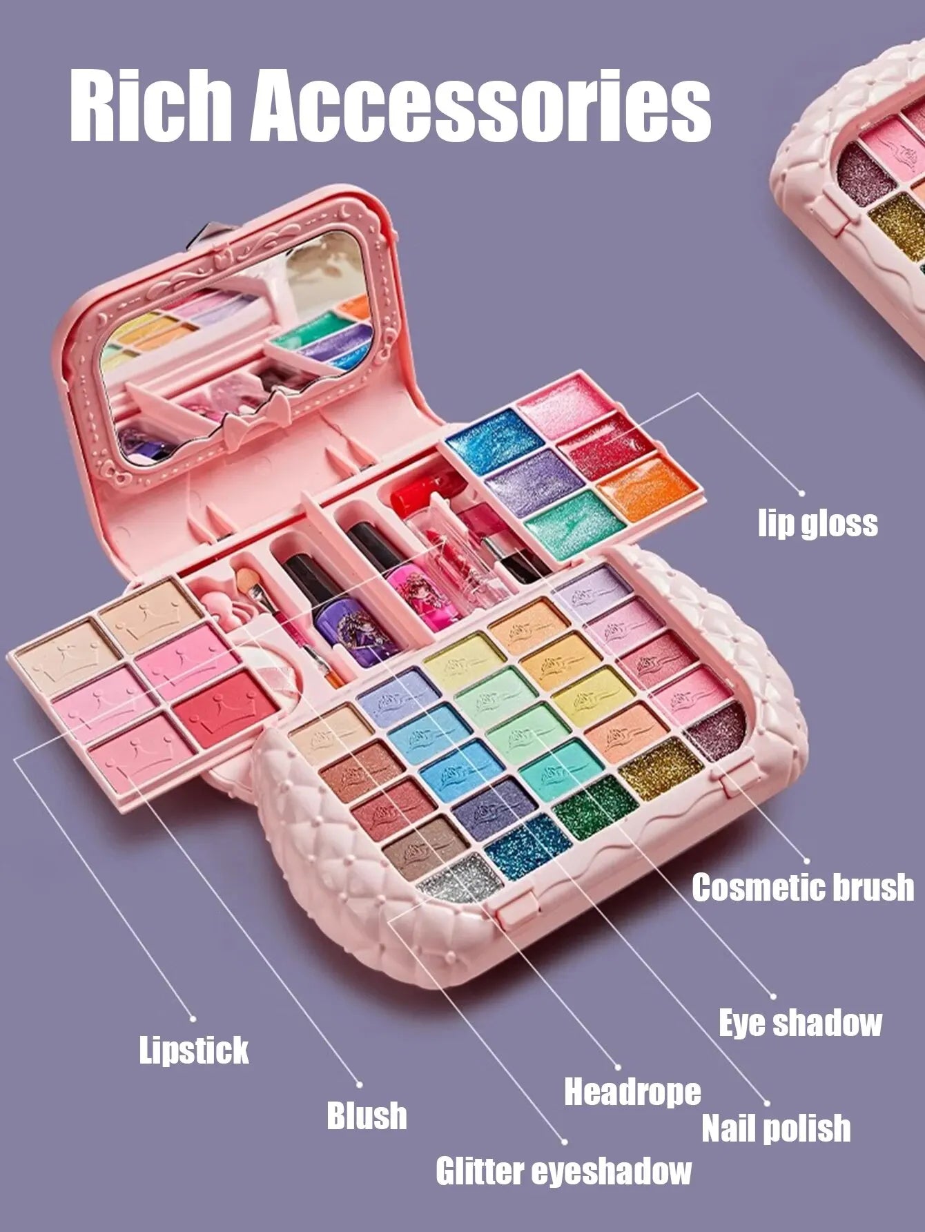Kids Beauty Makeup Kit Little Bag Washable Pretend Play Cosmetic Set