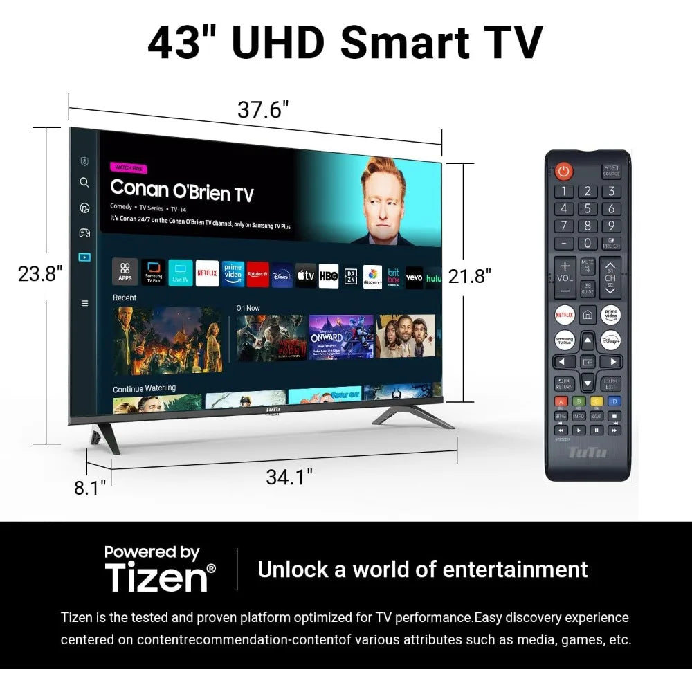 43 Inch 4K UHD LED Smart TV with Tizen OS TV Compatible