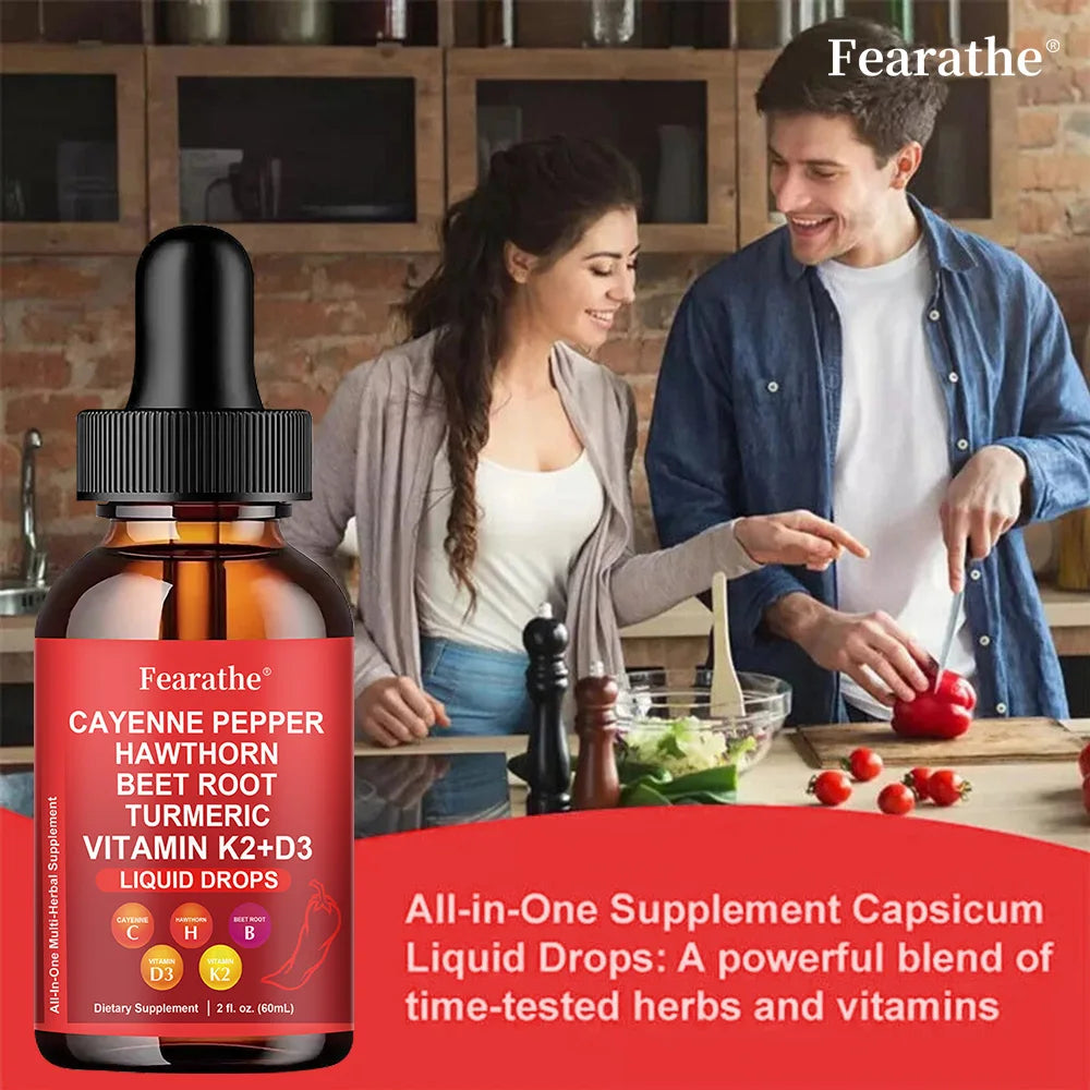 Cayenne Pepper Hawthorn Beet Root Drops its Organic Cayennee Pepper Supplement 60ml Plant-Based Liquid