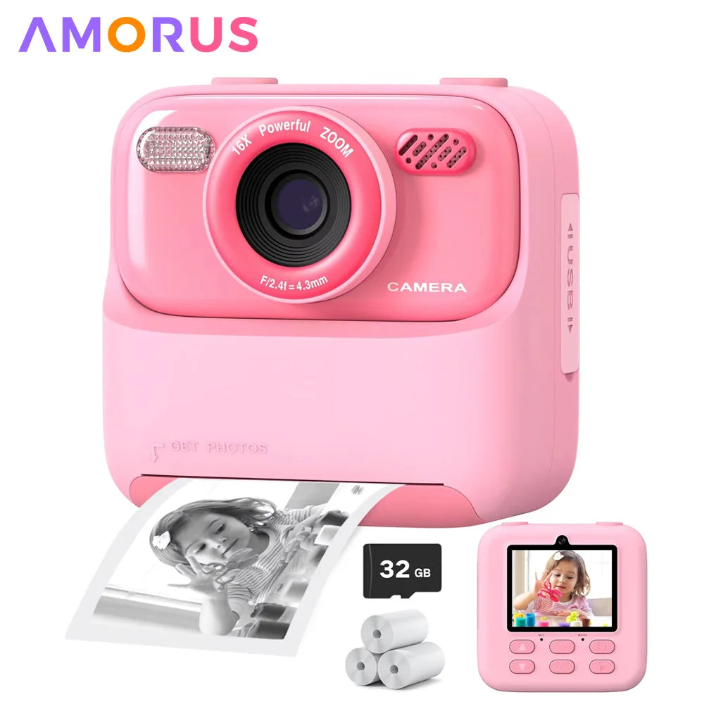 Kids Camera Instant 1080P HD Dual Lens Selfie Digital Camera for Girls Boys