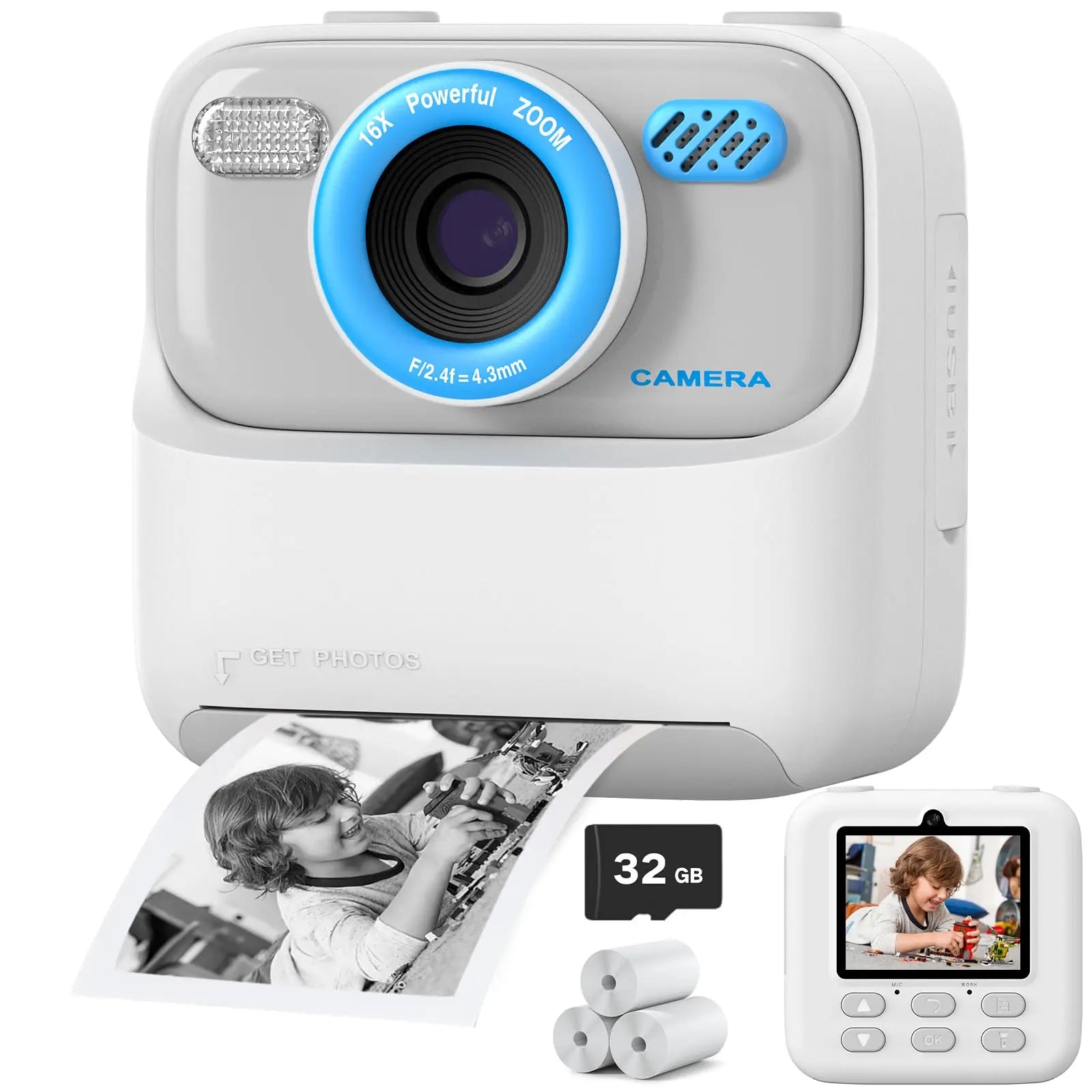 Kids Camera Instant 1080P HD Dual Lens Selfie Digital Camera for Girls Boys