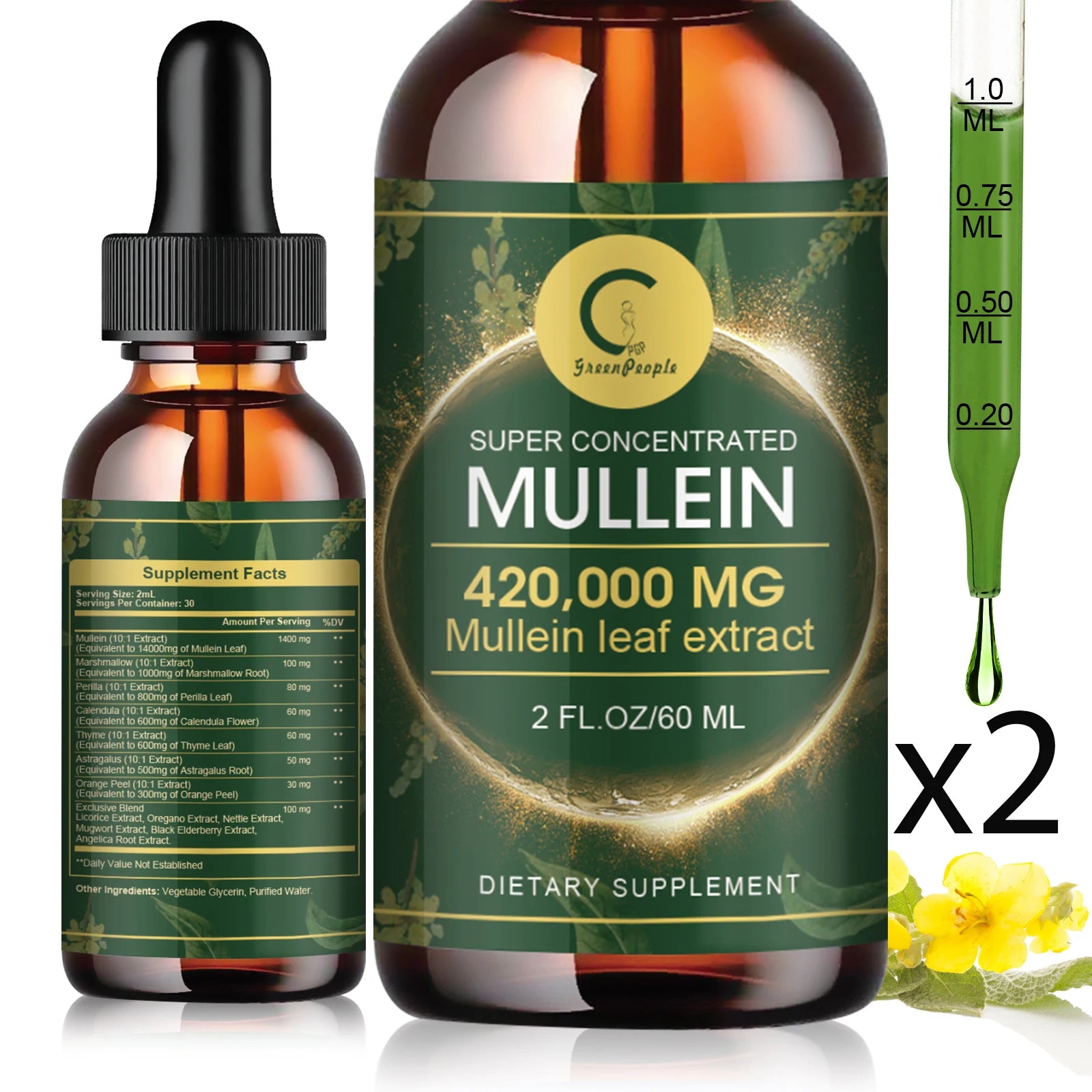 Mullein Leaf Extract Drops Lung Cleanse Powerful Mullein for Immune Support Detox & Respiratory Support