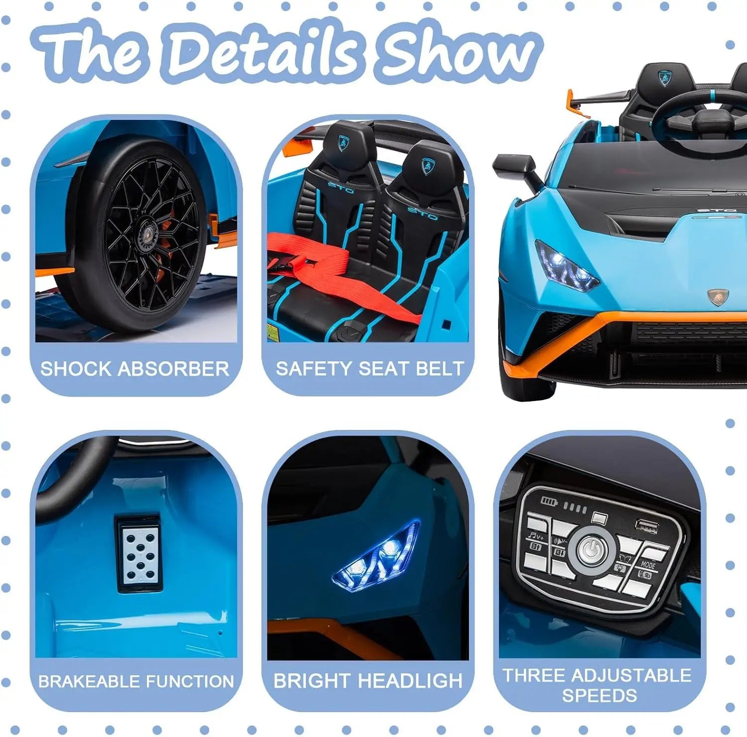24V Kids Ride on Car Lamborghini Electric Car with 4 Wheels Sports Car