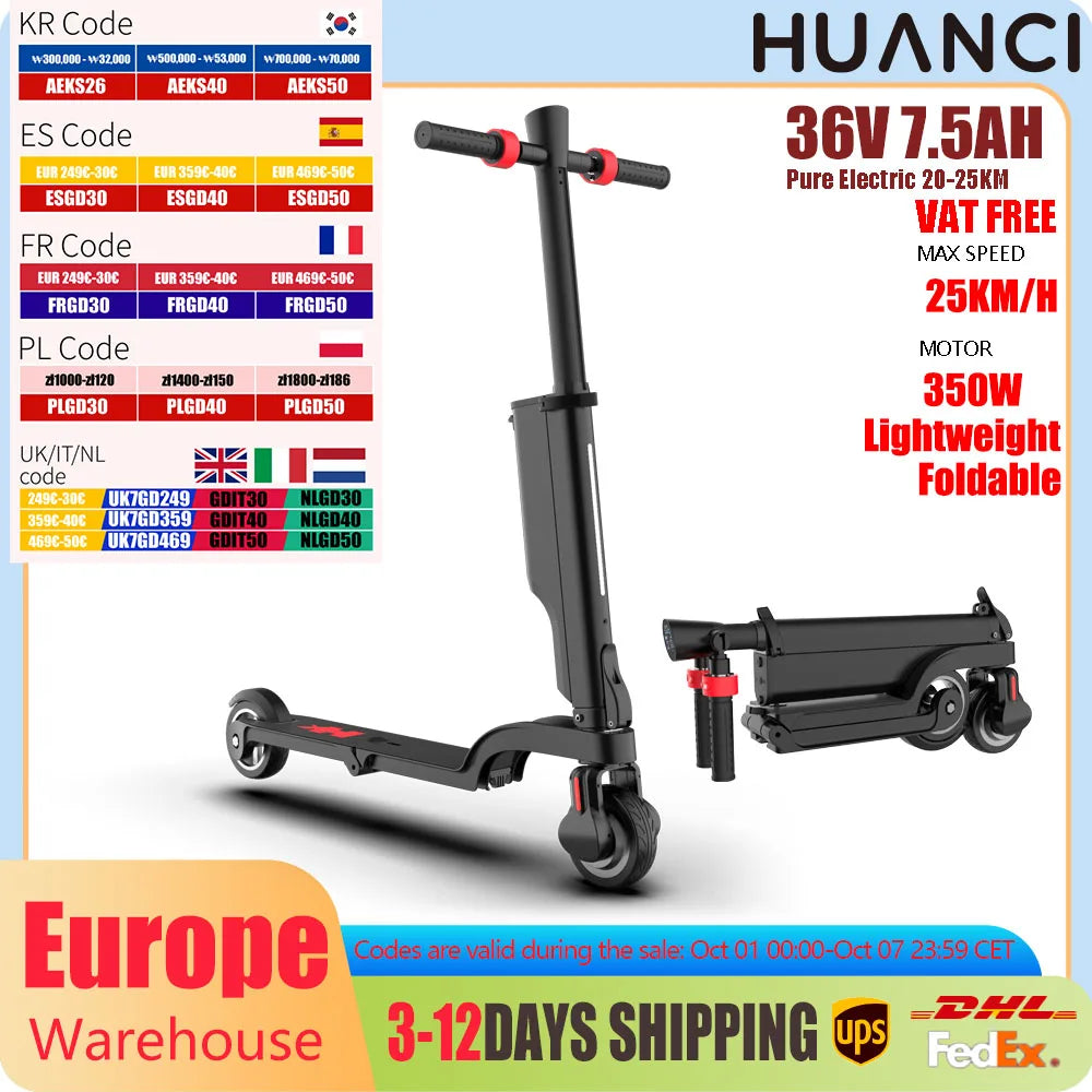 HX X6 EScooter Adult 350W 7.5AH 36V 25KM/H Foldable Electric Kick Electric Scooter 5.5 inch Wheel