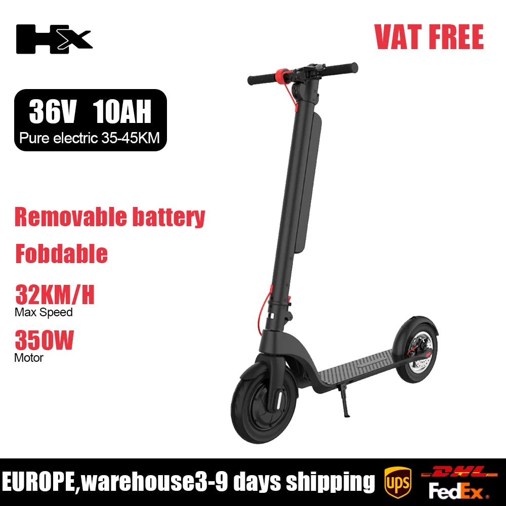HX X8 Powerful Electric Scooter 350W 10AH 36V Removable battery EScooter Foldable 10.0 inch Wheel