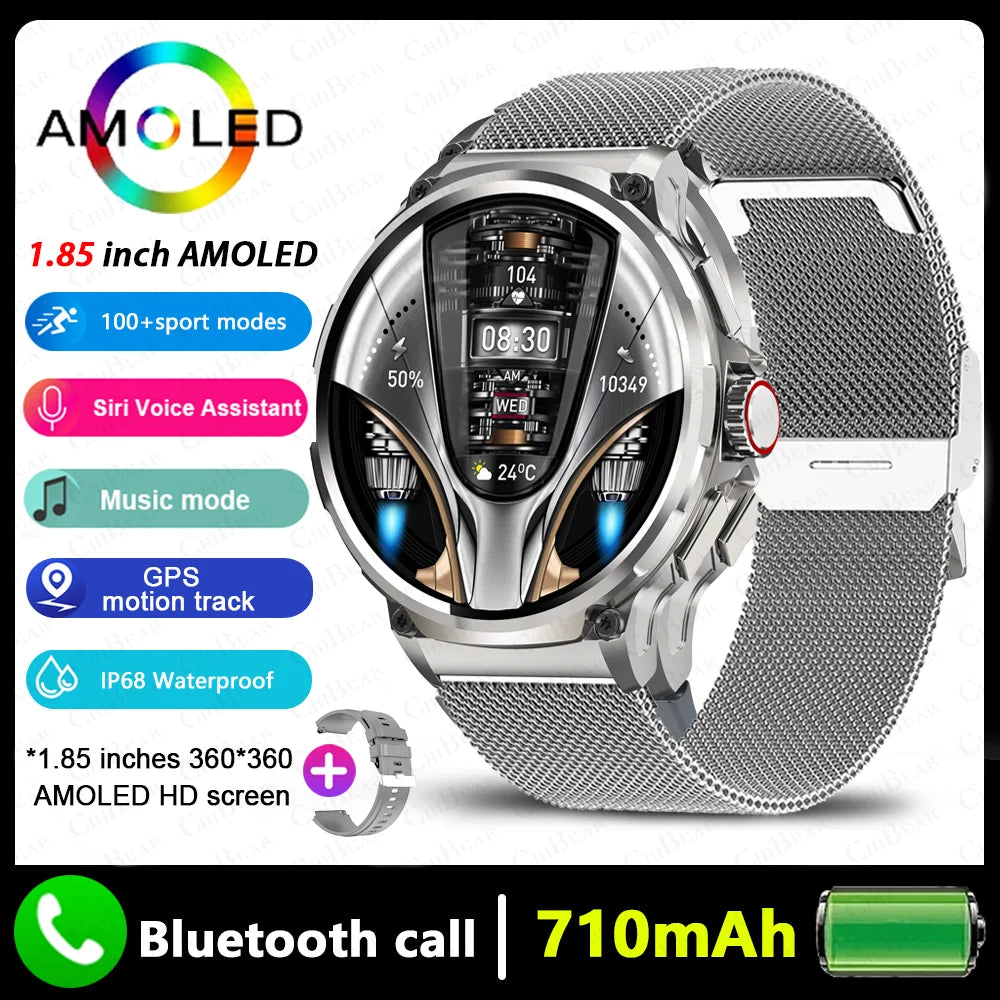 2026 New Men GPS Track Smart Watch 1.85 Inch Ultra HD AMOLED Screen 710 Mah Battery Bluetooth Call Smartwatch For Android IOS