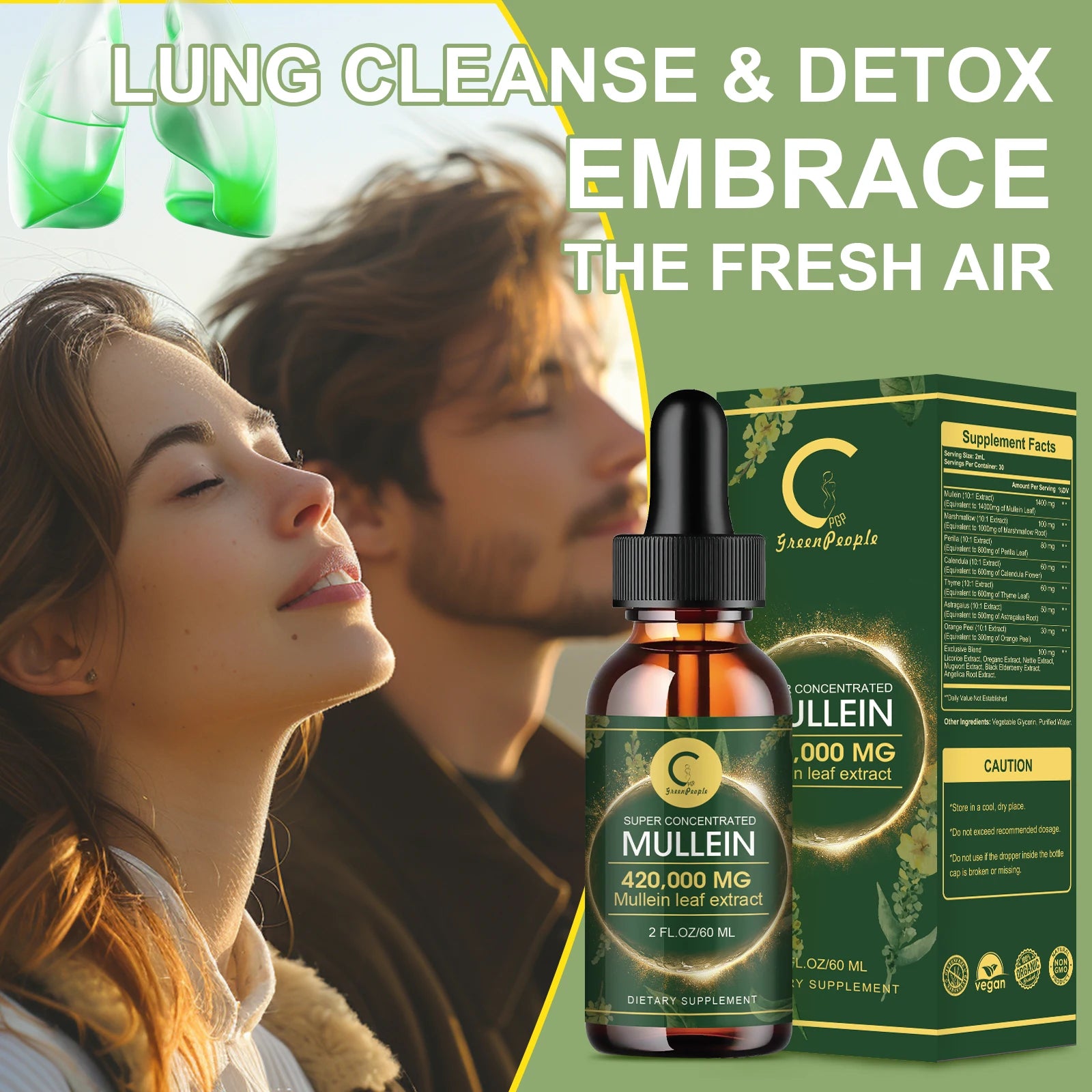 Mullein Leaf Extract Drops Lung Cleanse Powerful Mullein for Immune Support Detox & Respiratory Support