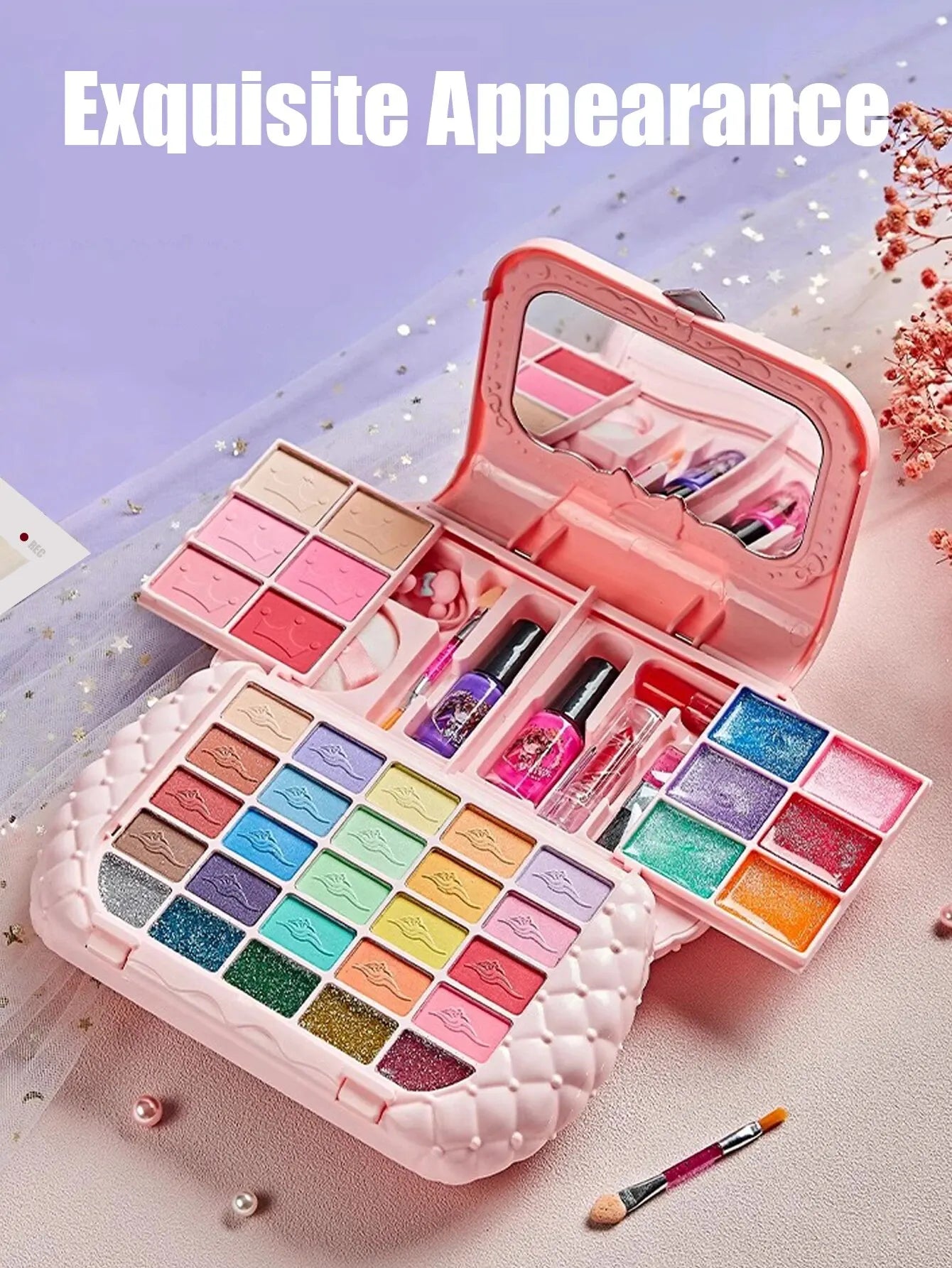 Kids Beauty Makeup Kit Little Bag Washable Pretend Play Cosmetic Set
