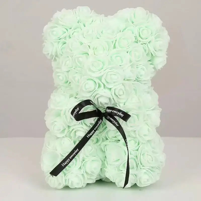 25cm Artificial Teddy Rose Flower Bear with Box Romantic Valentines Day Gift