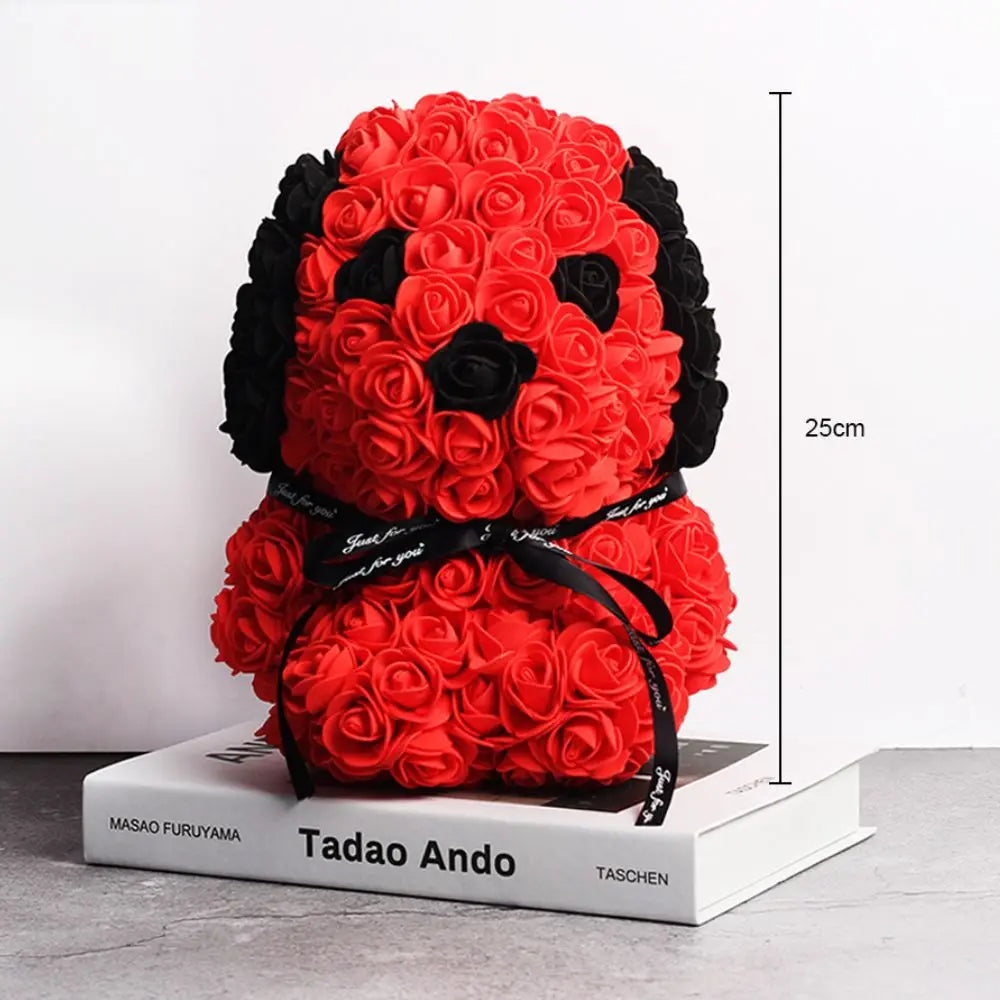 25cm Teddy Rose dog Artificial Flower Rose of dog Christmas Decoration for Home Valentines