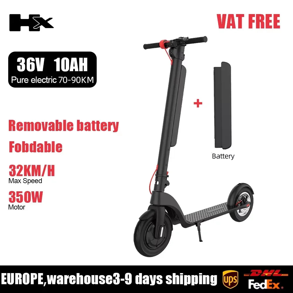 HX X8 Powerful Electric Scooter 350W 10AH 36V Removable battery EScooter Foldable 10.0 inch Wheel