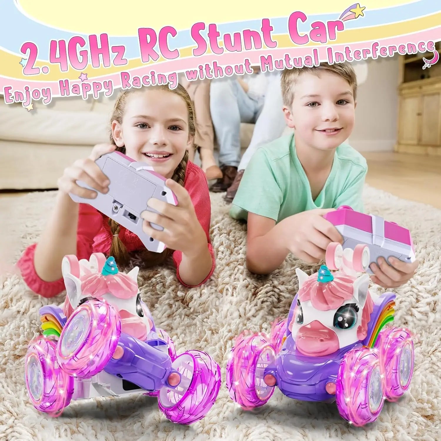 Unicorn Remote Control Car for Girls 360° Rotating 4WD Stunt RC Cars