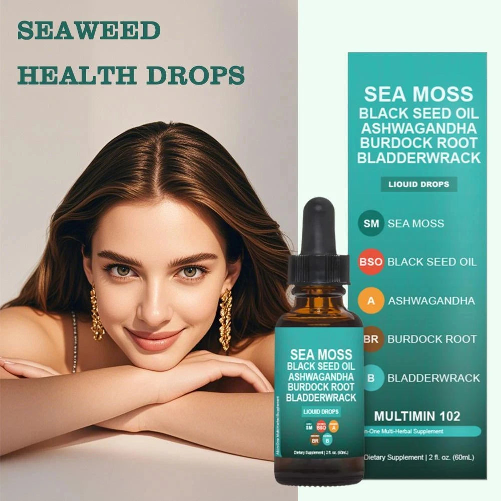 Sea Moss Black Seed Oil Ashwagandha Burdock Root Natural Health Supplement 60ml