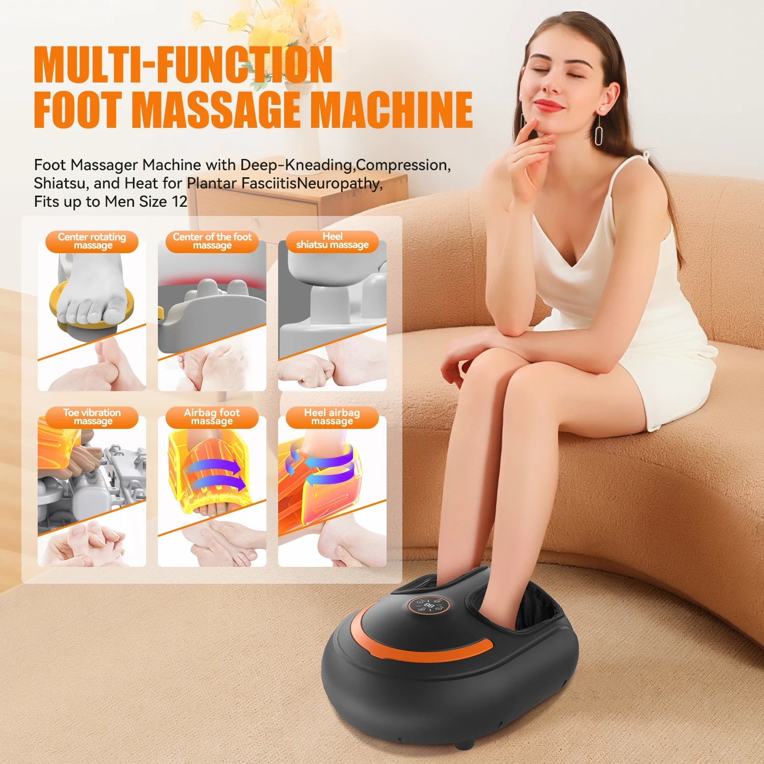 Foot Massager Roller Kneading Rhythmic Full Wrap Airbag Intelligent Hand Control Four Modes Five Levels of Strength