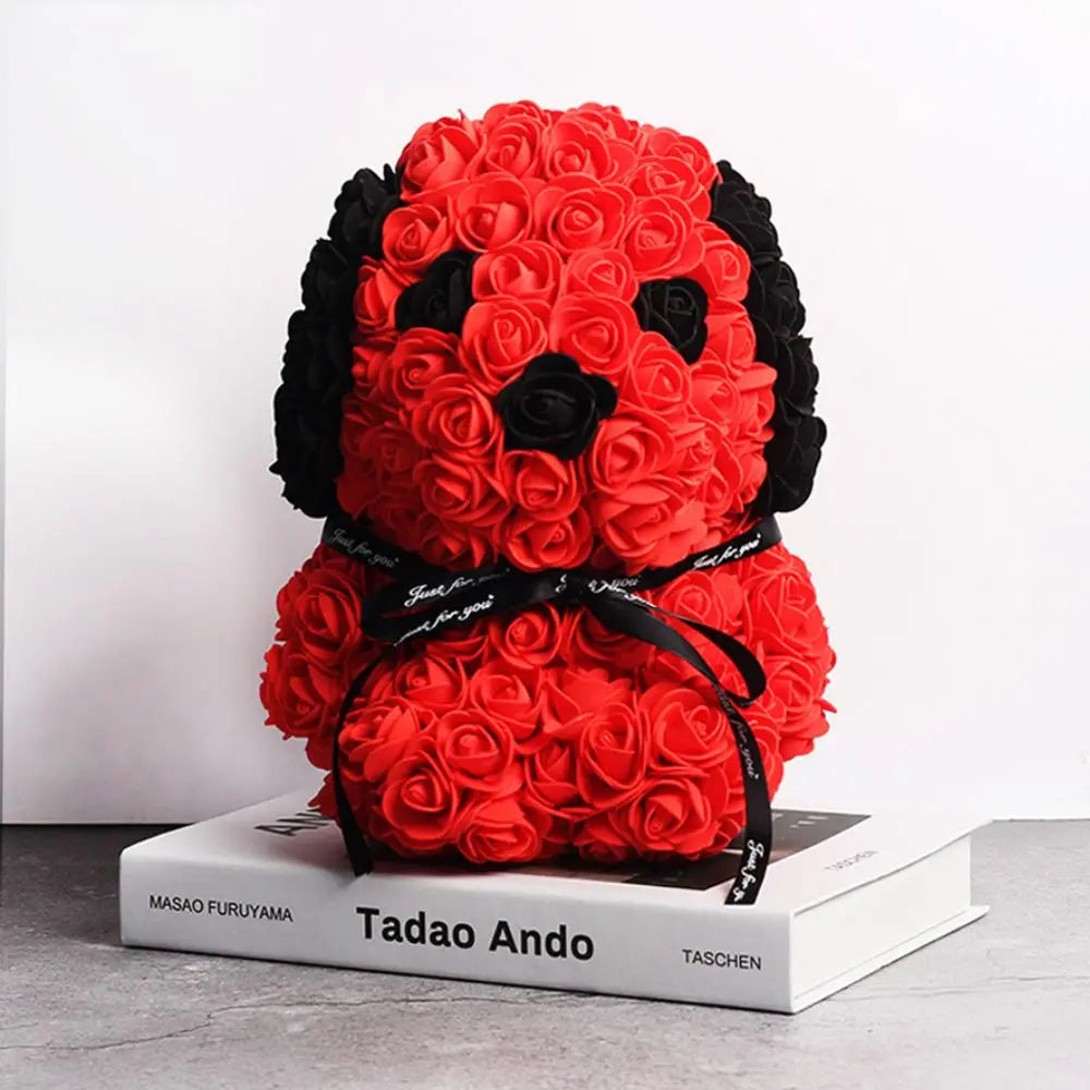 25cm Teddy Rose dog Artificial Flower Rose of dog Christmas Decoration for Home Valentines